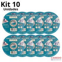 Kit 10 Disco de Corte Inox 4.1/2 x 1.0 x 7/8" Plus