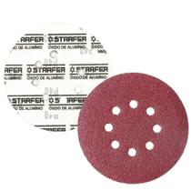 Kit 10 Disco De Lixa Fecho Aderente Vermelho Pluma 8 Furos 180mm Grão 40