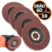 Kit 10 Disco Lixa Flap Esmerilhadeira para Desbaste e Acabamento