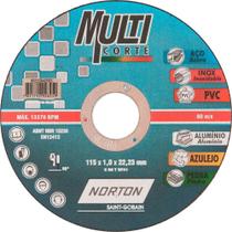 Kit 10 disco multi corte material fino 115,0x1,0x22,23 pvc aluminio azulejo norton