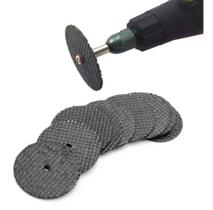 Kit 10 Discos Corte Mini Retifica Com Fibra De Vidro 32mm + 1 haste