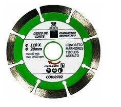 Kit: 10 discos de corte segmentado 110 x 20 mm