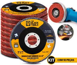 Kit 10 Discos De Lixa Flap 4.1/2 Grão 60 Esmerilhadeira
