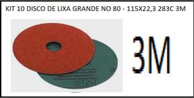 Kit 10 discos de lixa grande no 80 - 115x22,3 283c 3m