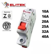 Kit 10 Disjuntor Unipolar eLITEK Mono 10a, 16a, 20a, 25a, 32a, 40a, Casa Curva C Elitek