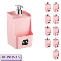 Kit 10 Dispenser Rosa Quadrado Slin Porta Esponja/Sabão UZ