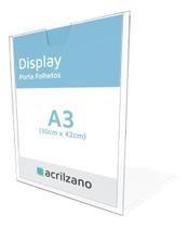 Kit 10 Display Acrilico Resistente De Parede Mesa A3 30X42Cm