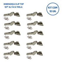 Kit 10 Dobradiça Clip Stand 107 Alta 74S1650CB + calço Blum