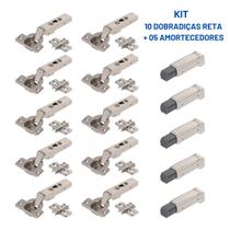 KIT 10 Dobradiças Clip Reta 75S1550CB + Calço + 5 Blumotion