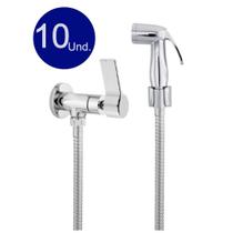 Kit 10 Ducha Higiênica Completa Registro Volta Ducha De Mão Cromada