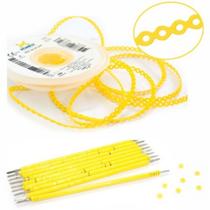 Kit 10 elastic bengala amarelo + 1 corrente amarelo médio 1,5m