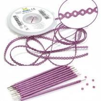 Kit 10 elastic bengala lilás pérola + 1 corrente lilás pérola médio 1,5m