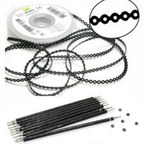 Kit 10 elastic bengala preto + 1 corrente preto médio 1,5m