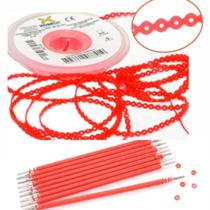 Kit 10 elastic bengala vermelho cristal + 1 corrente vermelho cristal médio 1,5m