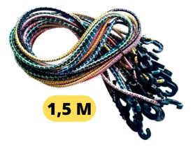 Kit 10 Elásticos 1,5m Bagageiro Extensor Gancho Ponta Plást