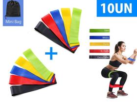 Kit 10 elásticos Thera band Mini 5 Níveis Malhar em casa Estilo Academia Treino + 2 bolsas