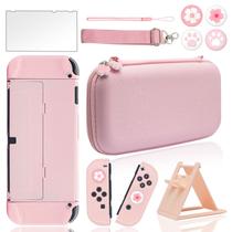 Kit 10 em 1 Estojo de Transporte BRHE para Switch OLED Rosa Kit 10 em 1 Estojo de Transporte BRHE para Switch OLED Rosa