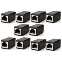 Kit 10 Emenda Rj45 Conector Rede Extensor Cat5 Cat6 Fêmea