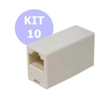 Kit 10 Emenda RJ45 Fêmea x Fêmea Cat5 Cat5e Cat6 Junção