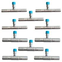 Kit 10 Emendas Ar Cond Reta 10mm 12mm Com Ventil R134 Alumínio