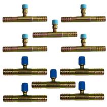 Kit 10 Emendas Ar Cond Reta 10mm 12mm Com Ventil R134a Aço