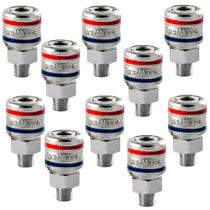 Kit 10 Engates Rápido De Ar 1/4 Rosca Macho 1/4 Npt Kit 10 Engates Rápido De Ar 1/4 Rosca Macho 1/4 Npt