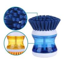 Kit 10 Escova Lava Louças C/ Reservatório E Dispenser De Detergente