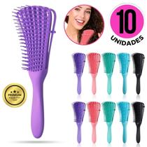 Kit 10 Escova Pente Polvo Cabelo Cacheado Crespo Desembaraçar Encaracolado Cachos Atacado