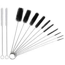 Kit 10 Escovas Limpeza Haste Inox Cerdas em Nylon +2 Escovas Haste Inox Cerdas Nylon p/ Canudos Kit 10 Escovas Limpeza Haste Inox Cerdas em Nylon +2 Escovas Haste Inox Cerdas Nylon p/ Canudos