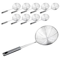 Kit 10 Escumadeira para Fritura Inox Batata Pastel Aro 15cm