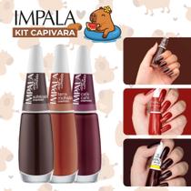 Kit 10 Esmaltes Capivara Tons Marrom Chocolate Nude Terrosos Esmaltes Impala Atacado