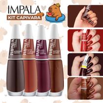 Kit 10 Esmaltes Capivara Tons Marrom Chocolate Nude Terrosos Esmaltes Impala Atacado