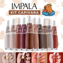 Kit 10 Esmaltes Capivara Tons Marrom Chocolate Nude Terrosos Esmaltes Impala Atacado