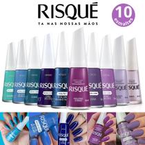 Kit 10 Esmaltes Risqué Tons Roxo Lilás Azul Esmalte Atacado Nova Coleção Kit 10 Esmaltes Risqué Tons Roxo Lilás Azul Esmalte Atacado Nova Coleção