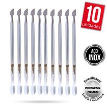 Kit 10 Espátula Cutícula Unha Manicure Empurrador Raspador Profissional Aço Inox Premium Monolo