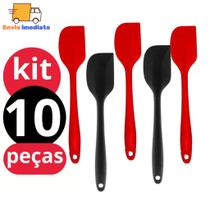 KIT 10 Espátula RETA de Silicone Pão Duro Maciço reforçada 27 cm para Casa Cozinha Restaurante Buffe KIT 10 Espátula RETA de Silicone Pão Duro Maciço reforçada 27 cm para Casa Cozinha Restaurante Buffe