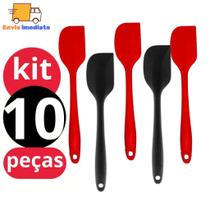 KIT 10 Espátula RETA de Silicone Pão Duro Maciço reforçada 27 cm para Casa Cozinha Restaurante Buffe