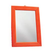 Kit 10 Espelhos Retangular Moldura Plástica Laranja N16