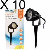 Kit 10 espeto de jardim led 7w branco quente 3000k ip65 corpo plastico galaxy