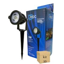 Kit 10 Espeto Luminária De Jardim Led 3w Branco Frio