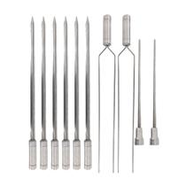 Kit 10 espetos de inox 40cm espada duplo e coracao churrasco Kit 10 espetos de inox 40cm espada duplo e coracao churrasco