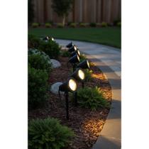 Kit 10 Espetos Jardim COB LED 5W Luz Amarela Elegante Kit 10 Espetos Jardim COB LED 5W Luz Amarela Elegante