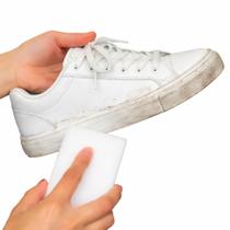 Kit 10 Esponjas Mágica Bucha Tira Mancha Tênis Parede Limpeza Faxina Sujeira Gordura Restauração Fogão Buchinha Casa Cozinha