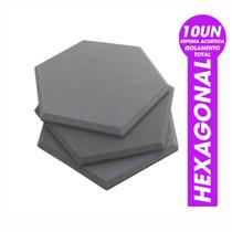 Kit 10 Espuma Acústica Hexagonal Grafite p/ Absorver Som 30x2