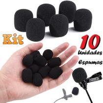 Kit 10 Espumas Externa Tampas Protetora Bocal Para Microfone de Lapela Headset Antirruído Anti Puff Filtro Corta Vento