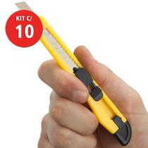 Kit 10 Estilete de Plástico Estreito Ergonômico 9mm Beltools