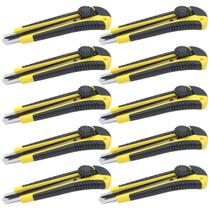 Kit 10 Estilete Profissional 18mm Trava cabo Emborrachado Kit 10 Estilete Profissional 18mm Trava cabo Emborrachado