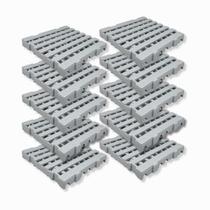 Kit 10 Estrado Palete Plástico Piso 40x40x4,5cm Reforçado Modular Cinza