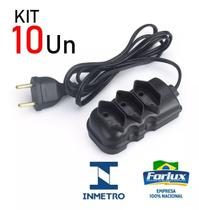 Kit 10 Extensão Elétrica 10 Metros 3 Tomadas Bipolar Preto Bivolt 10A Kit 10 Extensão Elétrica 10 Metros 3 Tomadas Bipolar Preto Bivolt 10A