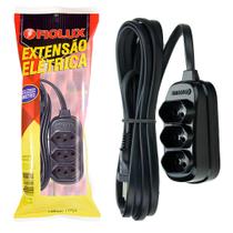 Kit 10 Extensão Elétrica 5M Preta Com 3 Tomadas 2p+t Fiolux